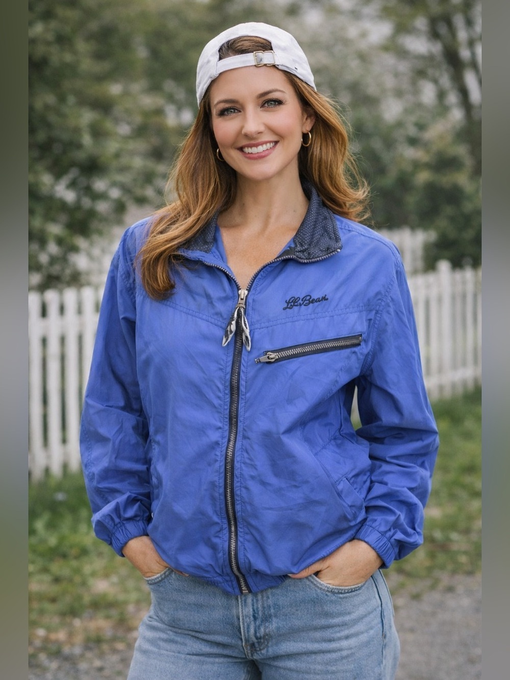 Vintage 1990s LL Bean Jacket Womens Sz S Blue Nylon Mesh Lined USA Made Pockets